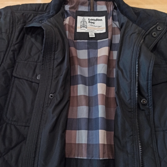 London Fog Heritage Quilted Black Jacket Casual Mens Size small